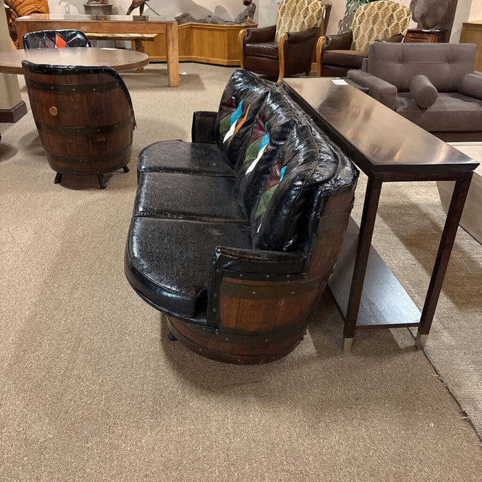 Black Leather Upholstered Multi-Color Sofa(BTTK)