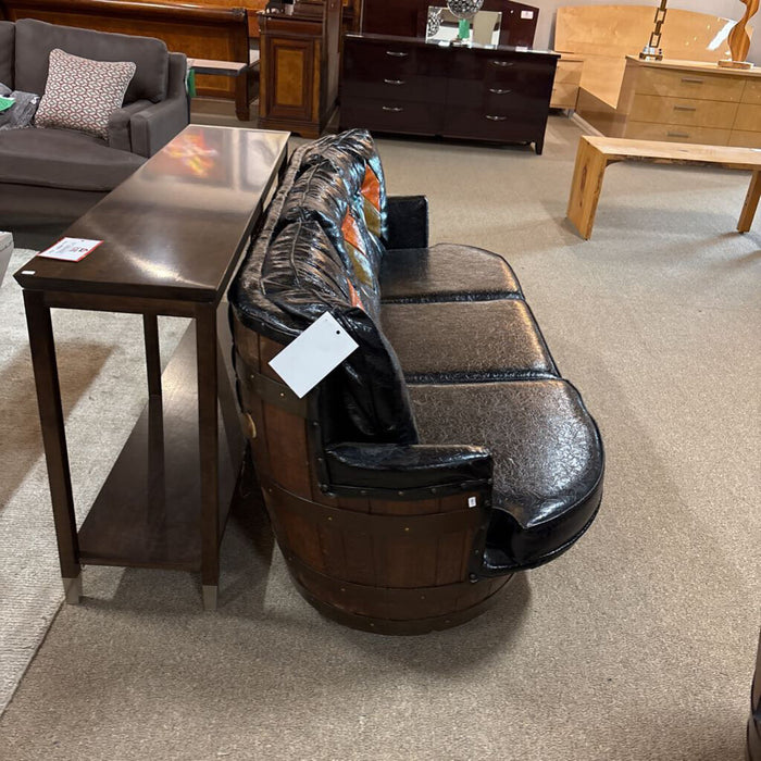 Black Leather Upholstered Multi-Color Sofa(BTTK)