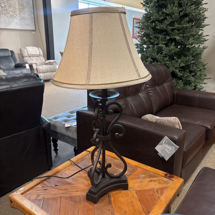 Ornate Wood/Metal Table Lamp(SK)