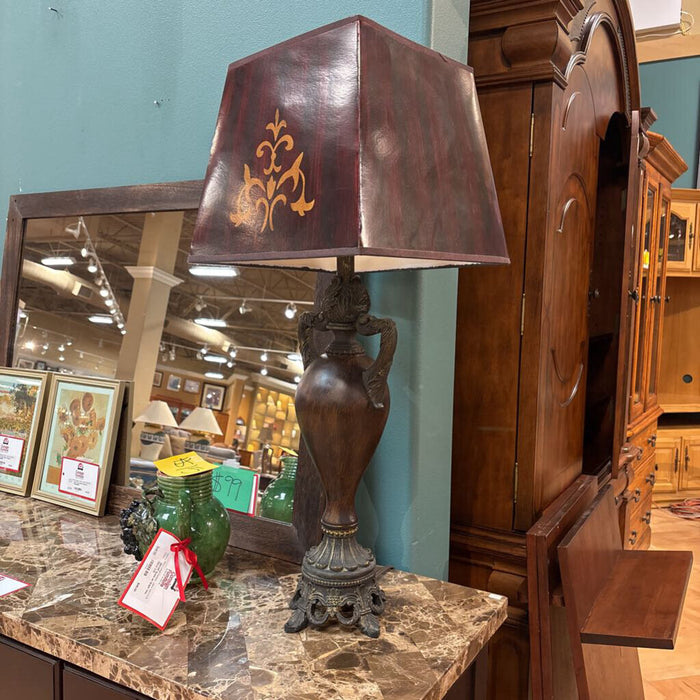 Metal Ornate Table Lamp w/ Paisley Shade(KL)