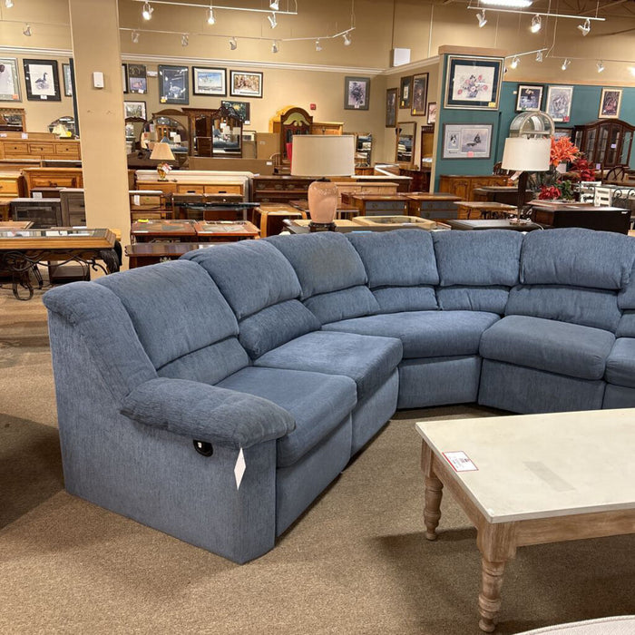 3PC Blue Fabric Manual Sectional(SAK)