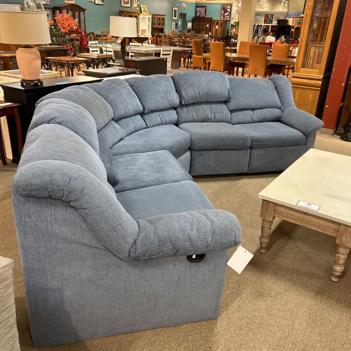 3PC Blue Fabric Manual Sectional(SAK)