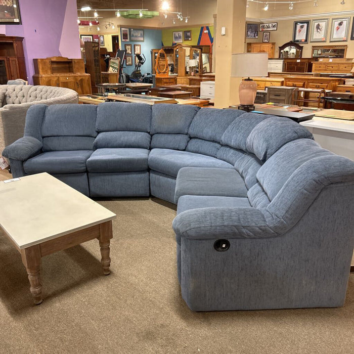 3PC Blue Fabric Manual Sectional(SAK)