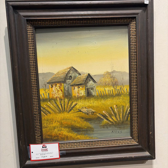 Wooden Framed Artwork Of Barn (AT)