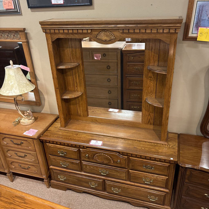 Oak Long Dresser With Mirror (AMK)