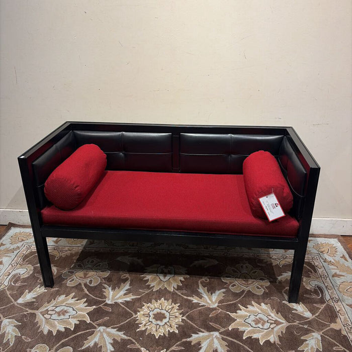 Black Wood + Leather Oriental Loveseat (MAK)