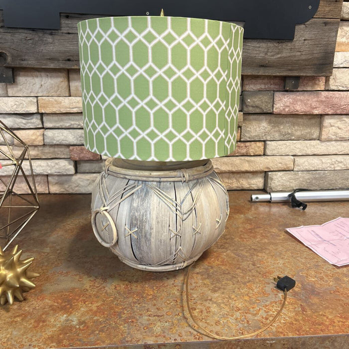 Green Shade Wood Table Lamp (CT)