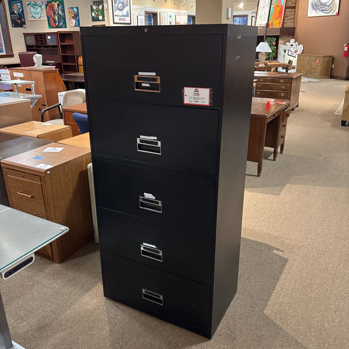 5-Drawer Black Metal File Cabinet