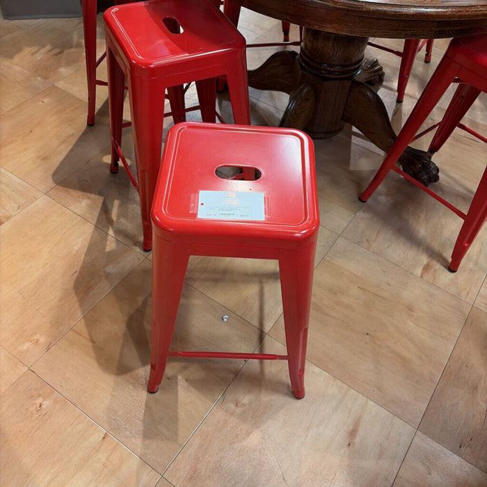 S/6 Red Metal Barstools(BAI)