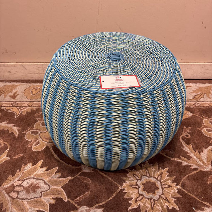 Light Blue Wicker Ottoman(KL)
