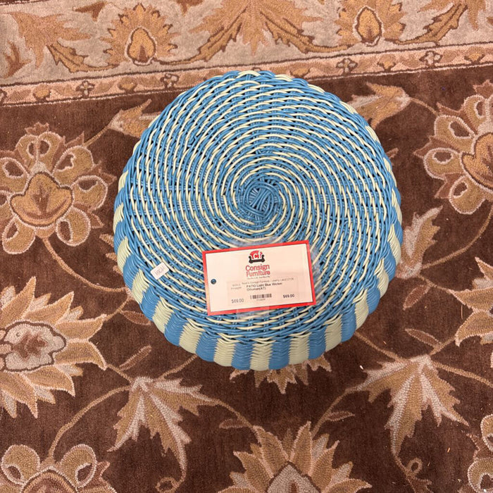 Light Blue Wicker Ottoman(AT)