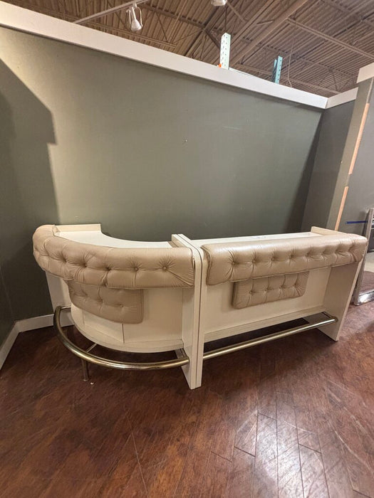 2PC White Wood/Leather Tufted Bar (LSH)