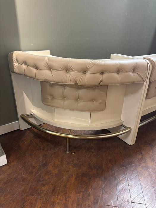 2PC White Wood/Leather Tufted Bar (LSH)