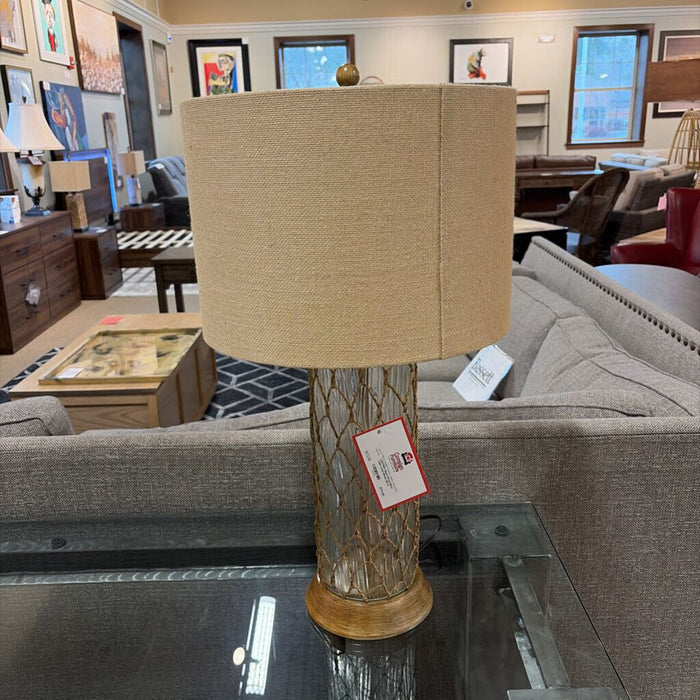 Glass+Wood Base Table Lamp+Shade (BLA)