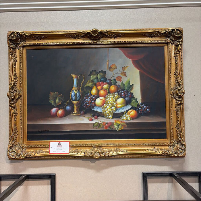 Ornate Gold Framed Panting Of Fruit (SHK)
