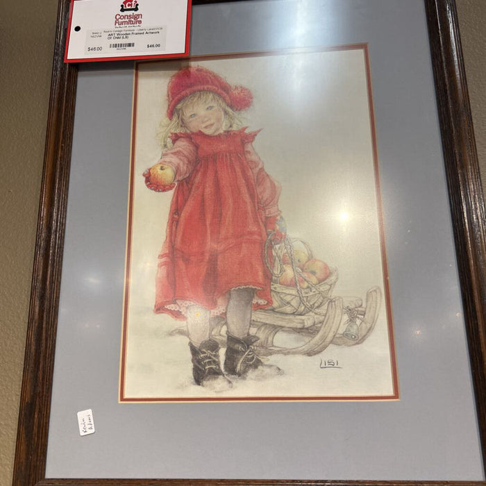Wooden Framed Artwork Of Child (LS)