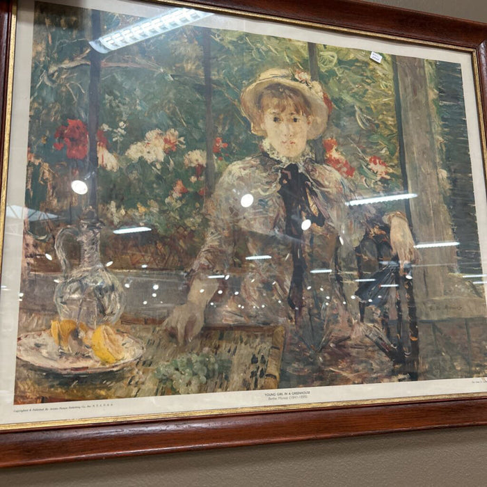 Large Wooden Framed Art "Young Lady" (AMK)