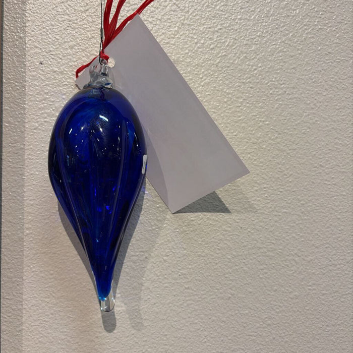 Blue Hand Blown Glass Ornament (BA)
