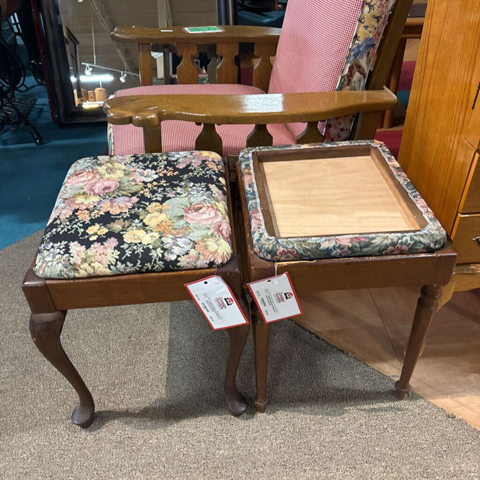 Floral Patterned Wood Stools (BL)