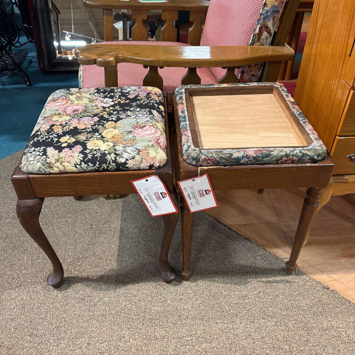 Floral Patterned Wood Stools (BL)