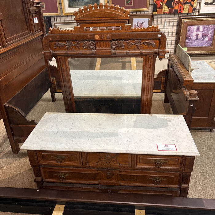 Antique Marble Top Dresser+Mirror (ATH)