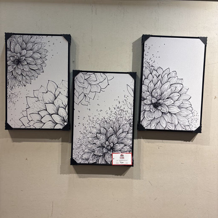 S/3 Black/White Canvas Art(BHI)