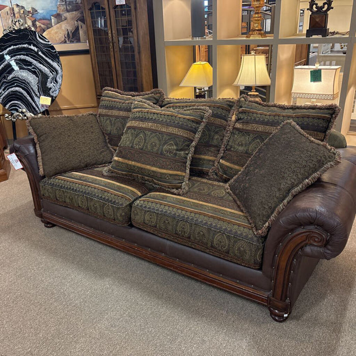 Leather/Fabric/Wood Paisley Sofa(ALK)