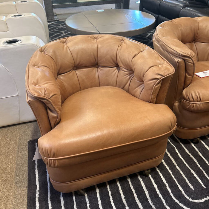 Tan Leather Swivel Chair (ALK)