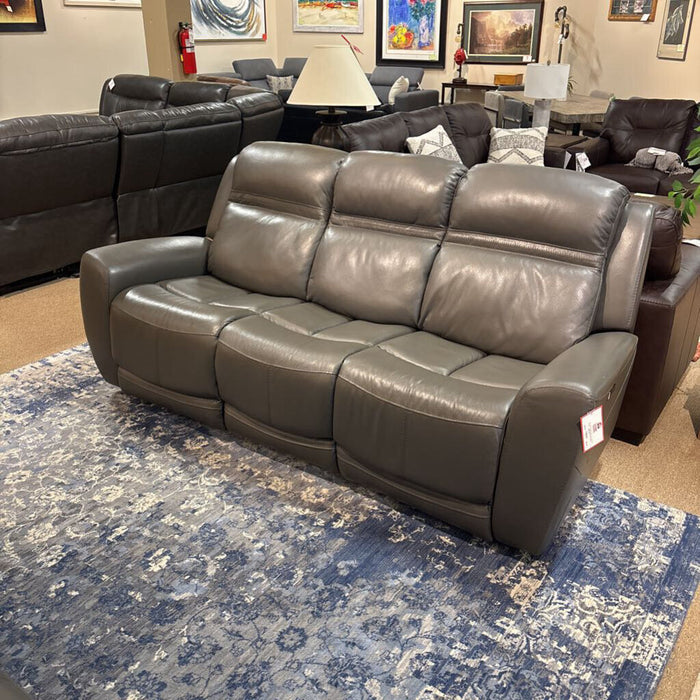 Grey Leather PWR Sofa (CHH)
