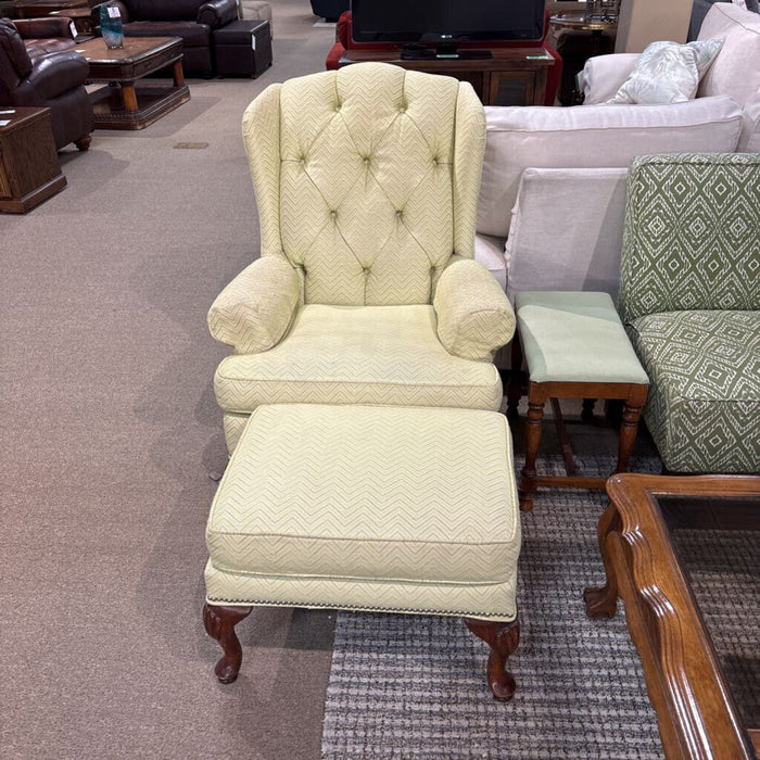 Green Fabric Chair w/ Ottoman (BTK)