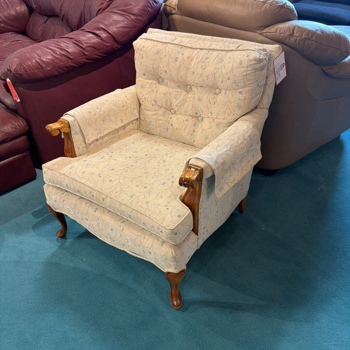 Occasional White Patterned Floral Chair (BTK)
