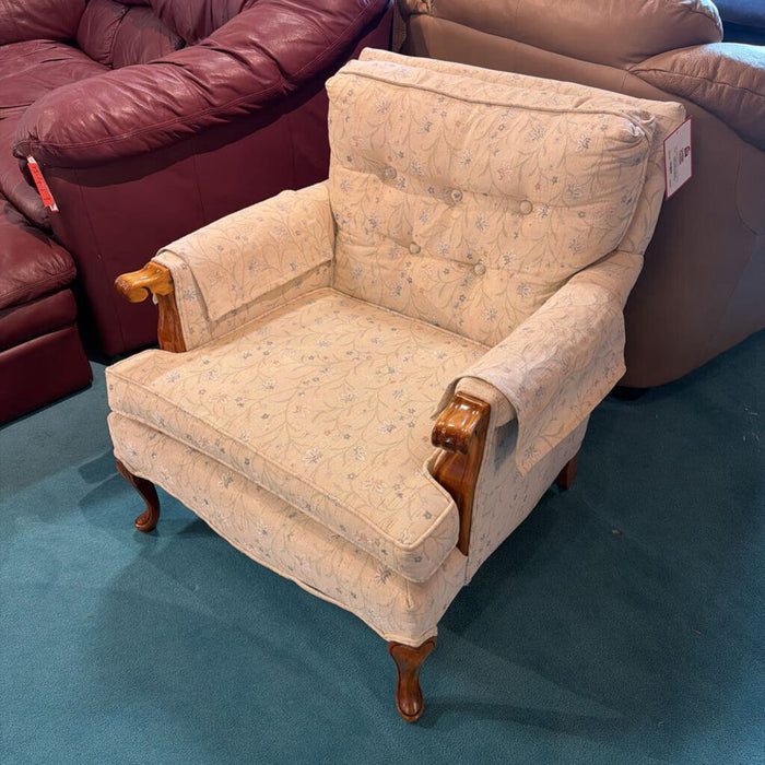 Occasional White Patterned Floral Chair (BTK)