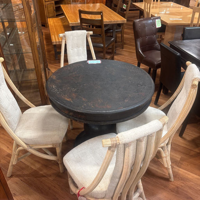 x4 White Fabric+Wood Chairs