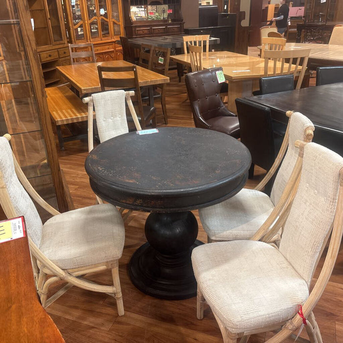 x4 White Fabric+Wood Chairs