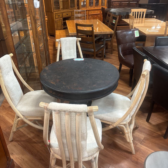 x4 White Fabric+Wood Chairs