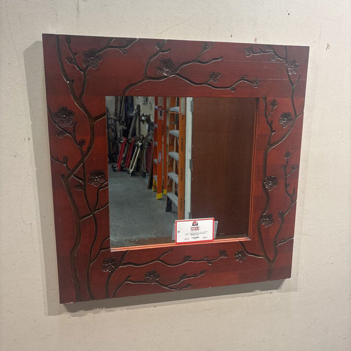 Red Floral Pattern Wall Mirror (KL)