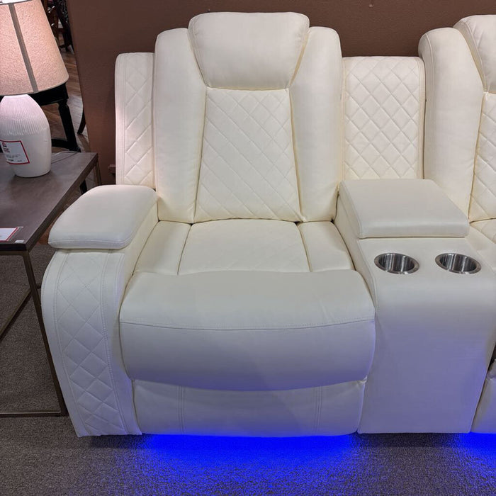 Powered Leather Cream Loveseat(IKH)