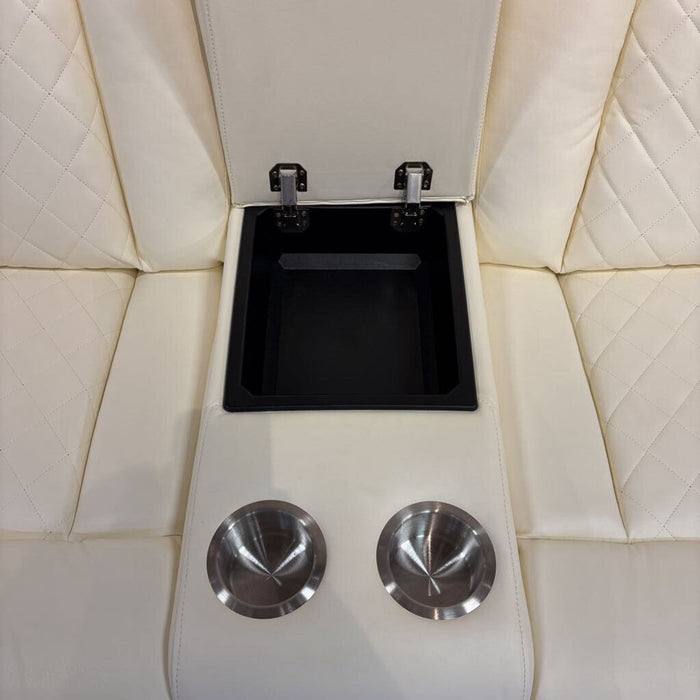 Powered Leather Cream Loveseat(IKH)