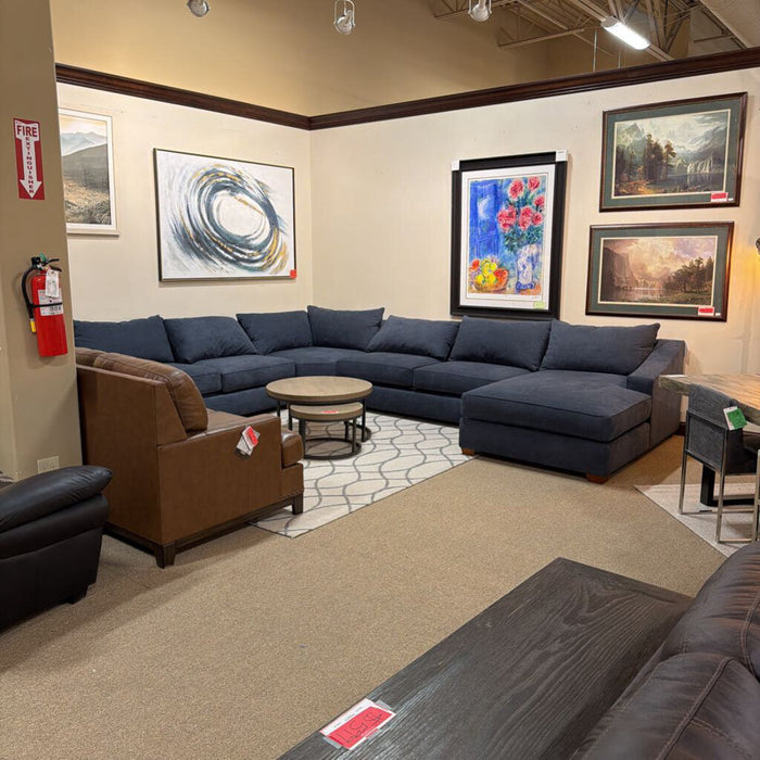 4PC Dark Blue Fabric Sectional(BTKH)