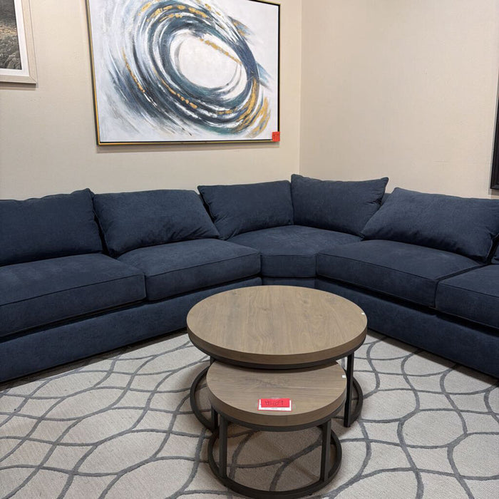 4PC Dark Blue Fabric Sectional(BTKH)