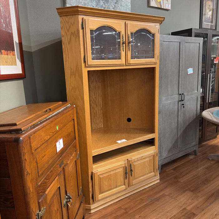 1pc Oak Corner Curio Cabinet (LSH)