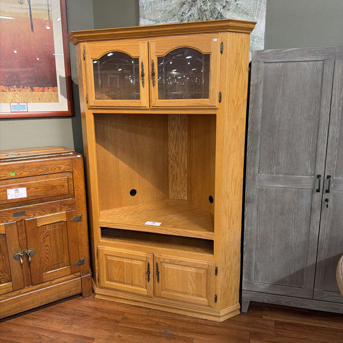 1pc Oak Corner Curio Cabinet (LSH)