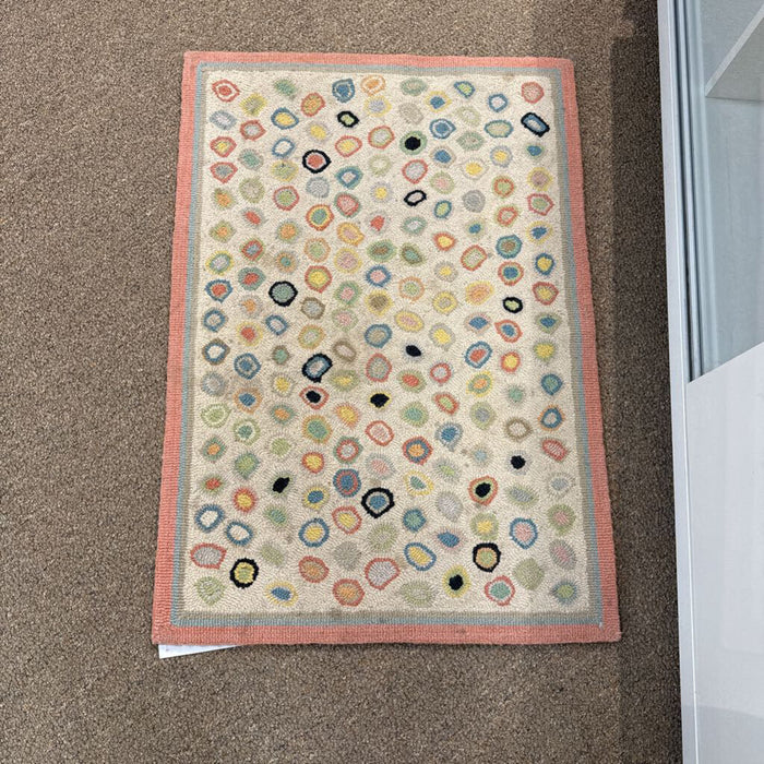 Pink Borderd Rug W/ Spot Patterns (AT)