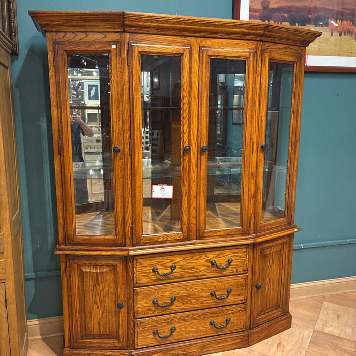Oak 2PC Curved Hutch/Curio(LSH)