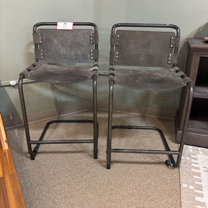 S/2 Leather Barstools(MAK)