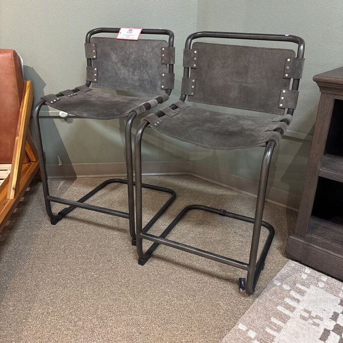 S/2 Leather Barstools(MAK)