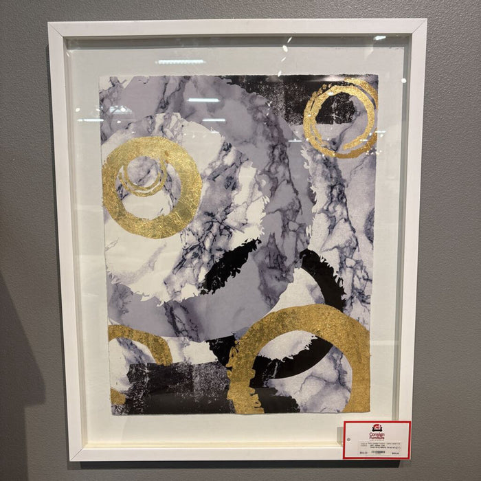 White Trim Gold+Grey+Black Circle Art (AT)