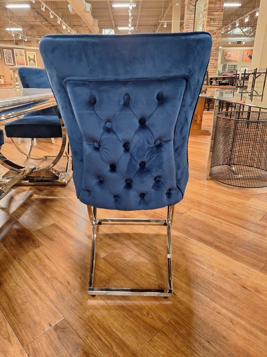 Faux Marble DR Table w/ 6 Blue CH(TTK)