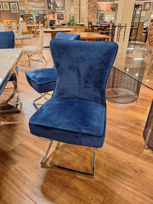 Faux Marble DR Table w/ 6 Blue CH(TTK)
