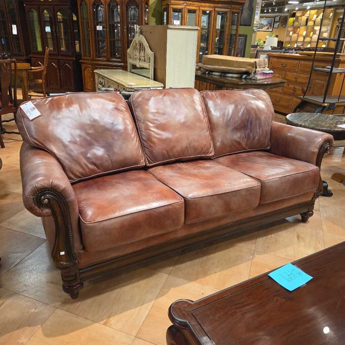 Brown/Tan Wood Accented Sofa(ATH)